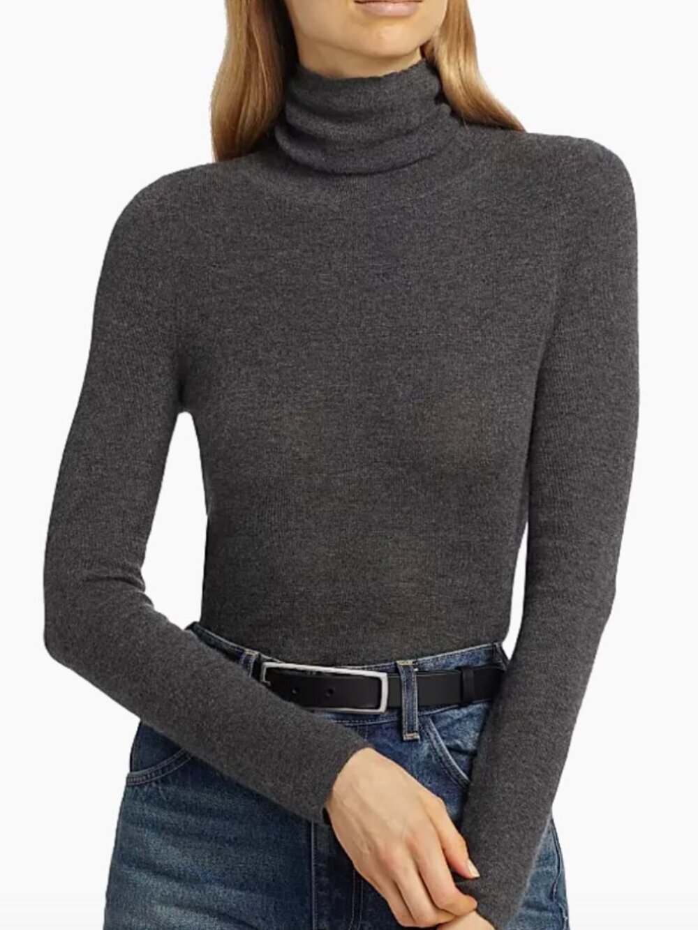 Nili Lotan Lynnette 100% Cashmere Turtleneck Sweater Charcoal Gray XS